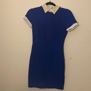 Lapel/collar zipper bodycon dress